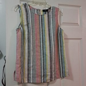 Tahari multi color stripes sleeveless top Small